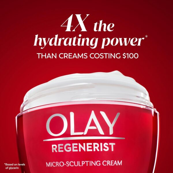 Olay Face Moisturizer, Regenerist Micro-Sculpting Cream for Women, Fragrance-Free - Hydrating, Anti-Aging, Anti-Wrinkle, Firming Skin Care - Hyaluronic Acid, Niacinamide, Amino Peptides, 1.7 Oz - Image 7
