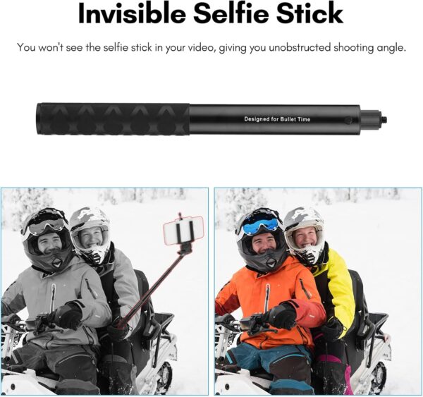 Andoer 45in Invisible Selfie Stick, Compatible with Insta360 X4/X3/GO 3S, Insta360 ONE X2/ONE RS, 1/4" Extended Monopod Pole for GoPro Hero DJI Action and More - Image 7