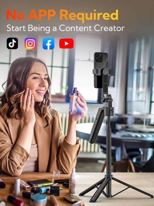 70” Auto Face Tracking Tripod, Extendable 360° Rotation Phone Holder for iPhone and Android, Selfie Stick w/Remote Control and Smart Gesture,Phone Tripod Video Recording for TikTok(UTK-01) - Image 3