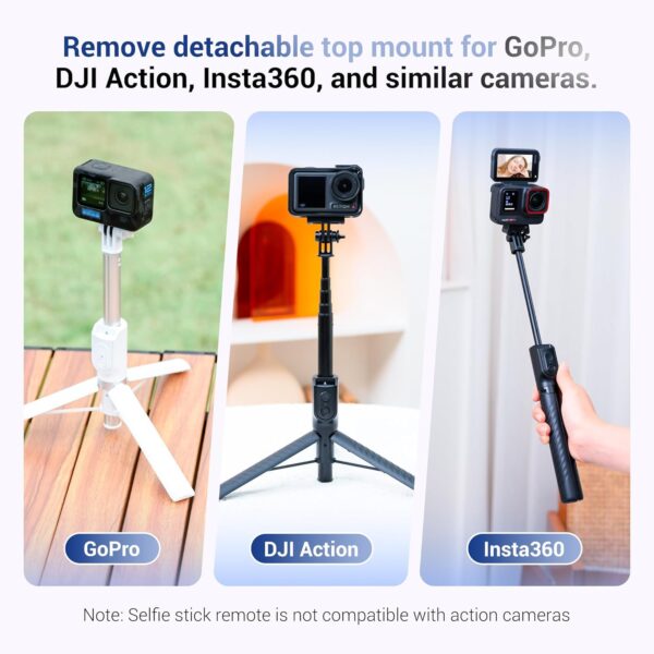 Magnetic Phone Tripod Selfie Stick, 40.9” Extendable Cell Phone Tripod Stand for iPhone 16 15 14 13 12 MagSafe Phone Case with Clamp & Wireless Remote for Selfie Vlogging Video Recording-Black - Image 6