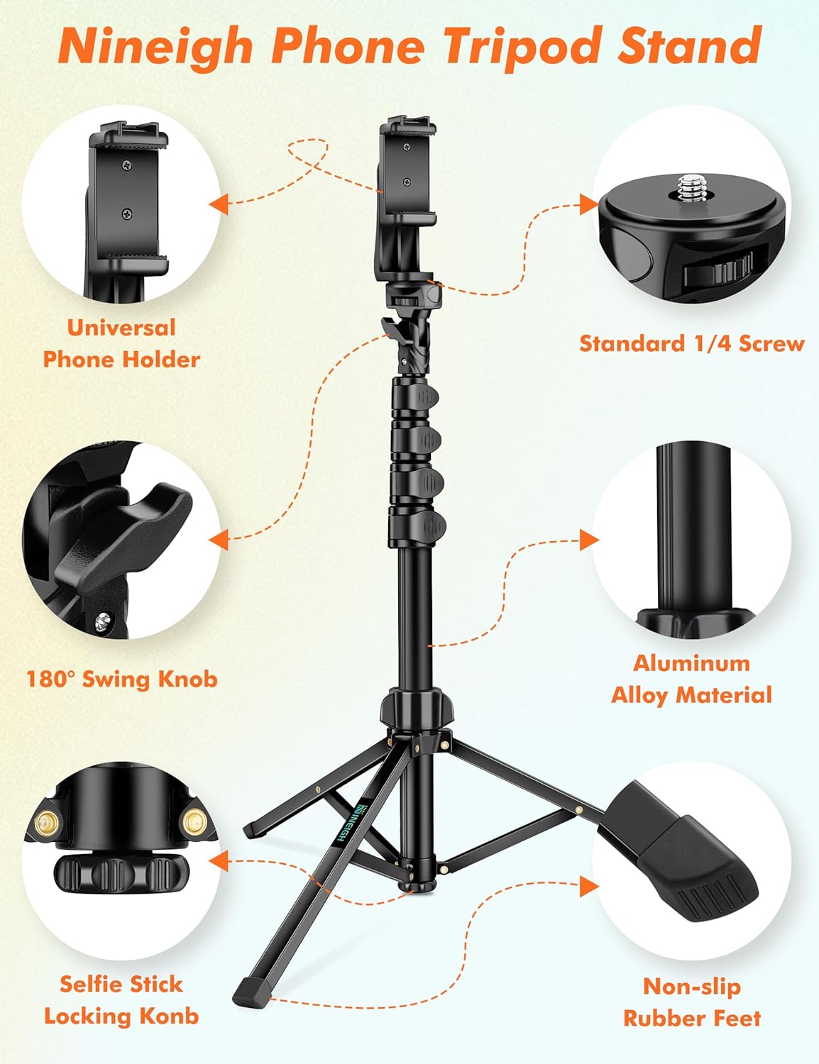 71" Tripod for iPhone, Phone Tripod Selfie Stick with Remote, Cell Phone Tripods & Tall Travel Tripods for Recording Video Selfies Photo, Compatible with iPhone 16 15 14 Pro Max 13 Android - Image 7