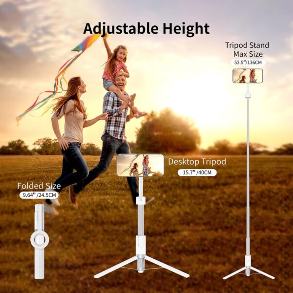 vimitty Magnetic Selfie Stick Tripod with Remote,54" Phone Tripod Compatible with MagSafe,Fit for iPhone 12/13/14/15 Series,Magsafe Case and Other Phones with Metal Ring - Image 4