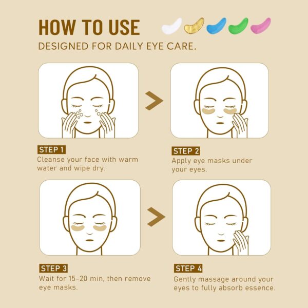 Under Eye Patches for Dark Circles,Eye Mask for Puffy Eyes With Collagen,Retinol,Vitmin C,Hyaluronic Acid and Niacinamide Face Masks Skincare Spa Gifts for Woman 20Pairs - Image 5
