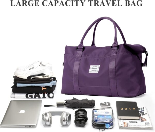 Gym Bag for Women, Travel Duffel Bag,Weekender Overnight Bag with Wet Pocket&Trolley Sleeve,Carry On Personal Item Bag - Image 2