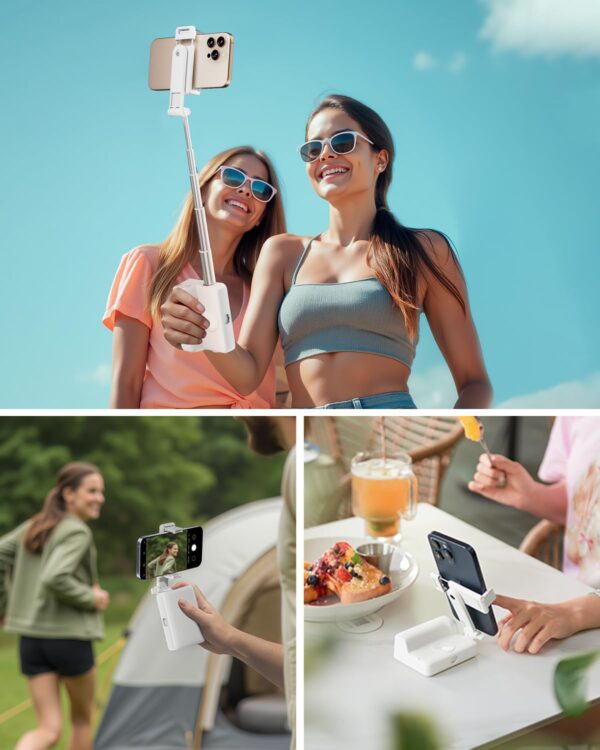 Viozon Foldable Phone Selfie Stick,360° Rotatable Phone Holder with Aluminum Alloy Telescopic Tube,Wireless Connection & One-Click Shooting for Vlog/Live Streaming/Video Recording/Outdoor Photography - Image 6