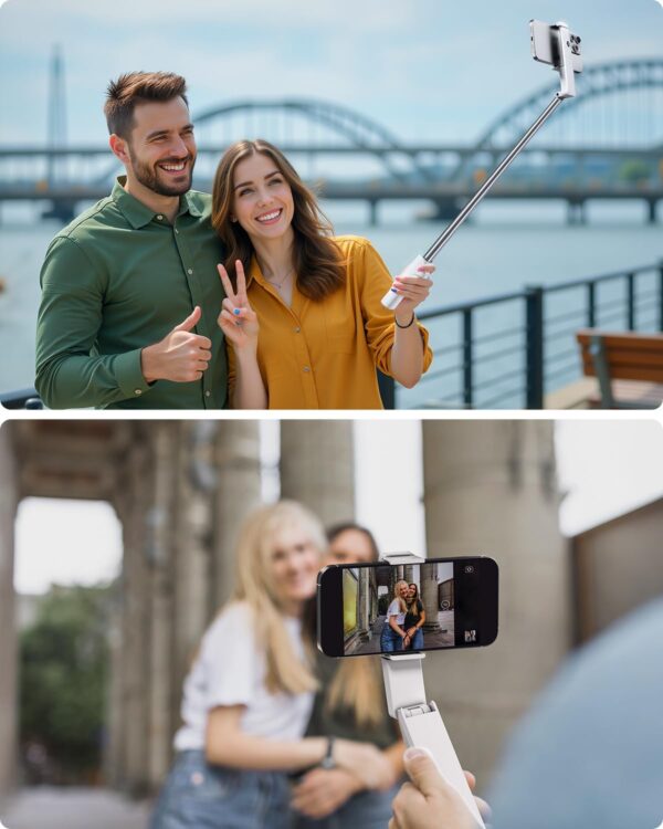 Viozon Portable Selfie Stick, Lightweight Extendable Stainless Steel Tube,All-in-One Compact Selfie Stick with Wireless Remote Compatible with 4-7" iPhone/Android Phones for Vlog/Travel/Filming - Image 2