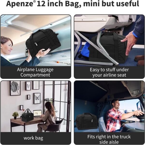 Small Gym Bag Carry On Bag - 12 in Mini Duffle Bag Lightweight for Overnight Travel（Black） - Image 3
