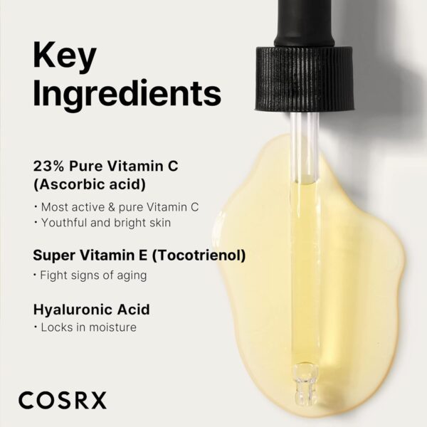 COSRX Pure Vitamin C 23% Serum with Vitamin E & Hyaluronic Acid, Brightening & Hydrating Facial Serum for Fine Lines, Uneven Skin Tone & Dull Skin, 0.7oz/20g, Korean Skin Care - Image 6