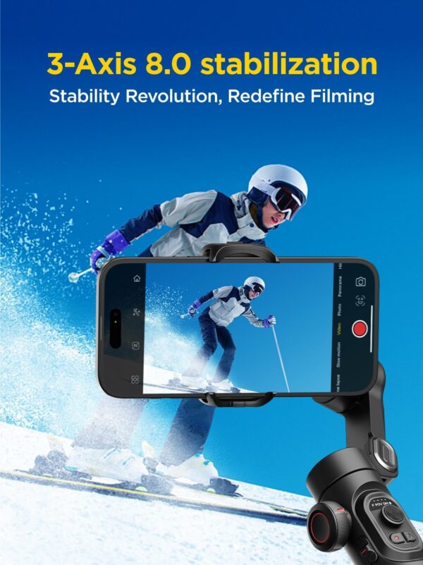 Gimbal Stabilizer for Smartphone, iPhone Gimbal w/Focus Wheel Face/Object Tracking for iPhone 16 15 Pro Max/Android Foldable 3-Axis Handheld Phone Stabilizer for Video Recording -Smart XE - Image 2