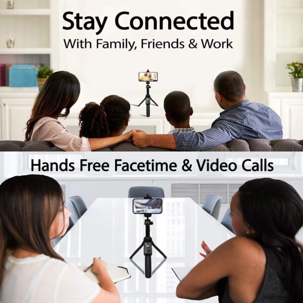 Fugetek 42" Compact Selfie Stick & Tripod, Extendable, Wireless Bluetooth Remote, Lightweight Aluminum, Travel Ready, Compatible with iPhone 14 13 12 Pro Xs Max Xr X 8Plus 7 & Android - Image 7