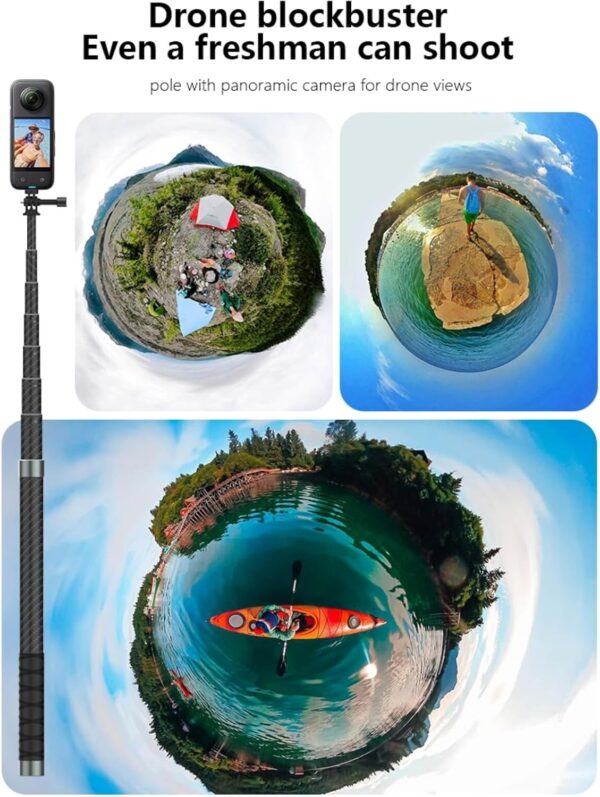 102-Inch Long Pole Selfie Stick for GoPro Osmo Pocket Action Insta360, Carbon Fiber/Lightweight/Waterproof/Extension Rod for Go Pro 13 12 Insta 360 X 4 X3 DJI Action 5 Pro 4 3 Osmo Pocket 3 - Image 5