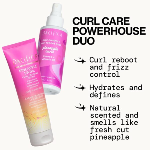 Pacifica Pineapple Swirl Curl Defining Cream for Curly Hair 4 oz – Frizz Control & Curl Enhancer Styling Cream for Curly & Wavy Hair Coconut Oil & Hyaluronic Acid Defines & Adds Bounce Without Crunch - Image 11