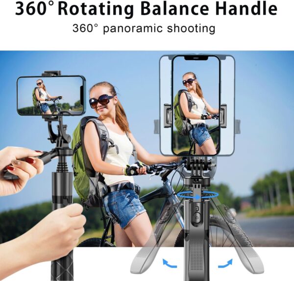 Selfie Stick Tripod,Tripod with 360 Degree Rotatable Phone Holder for Photography, Video Shooting, Live Streaming, Vlog, YouTube Video, FaceTime, Skype, TikTok, Selfie - Image 7