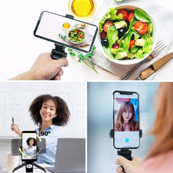 Phone Tripod Mini Tripod Tabletop Small Tripod Desktop Stand Compact Vlog Travel Selfie Stick Handle Grip for iPhone 13, Samsung Smartphone - Image 3