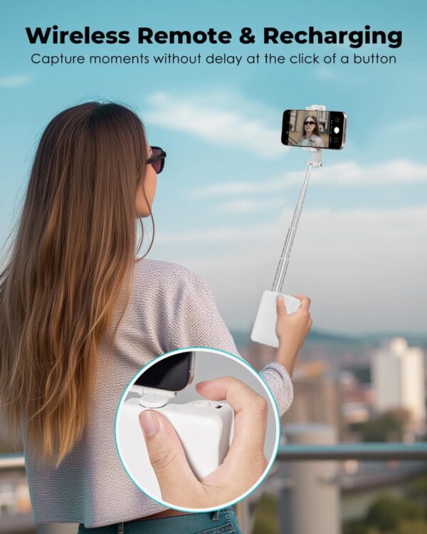 Viozon Foldable Phone Selfie Stick,360° Rotatable Phone Holder with Aluminum Alloy Telescopic Tube,Wireless Connection & One-Click Shooting for Vlog/Live Streaming/Video Recording/Outdoor Photography - Image 4