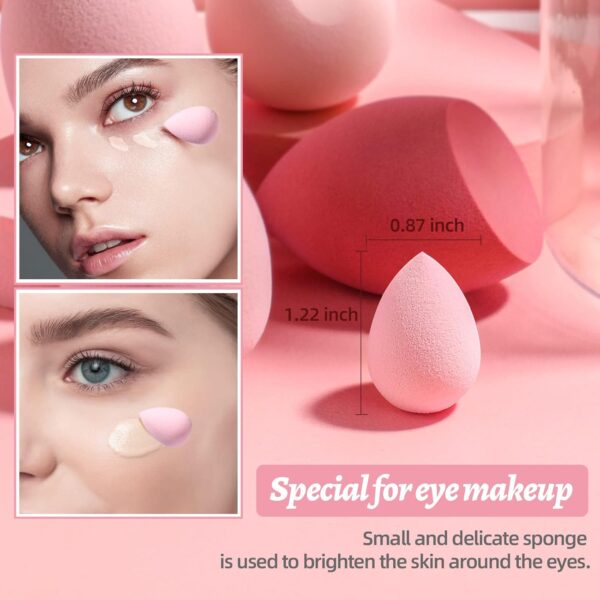Makeup Sponge Set BS-MALL with Storage Case 7 Pcs for Liquid, Cream, and Powder, Multi-colored with 1 Mini Makeup Sponge Pink (A-Pink） - Image 4