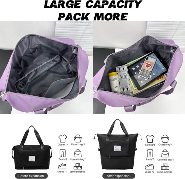 AYWVRBST Large Capacity Double-deck Travel Bag, Dry and Wet Separation Multifunctional Sports Shoulder Bag (Lavender) - Image 4
