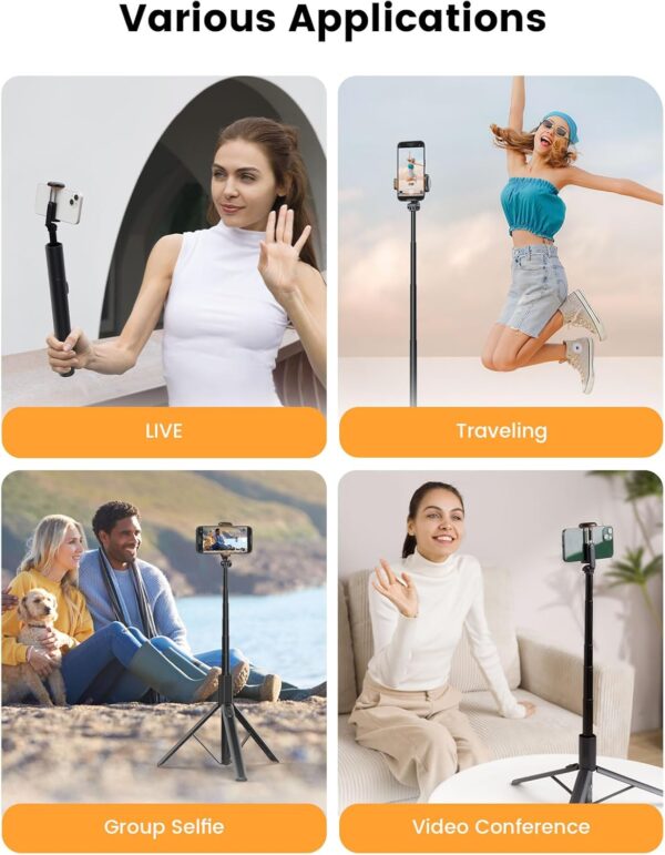 71" Phone Tripod, NT79 Extendable Selfie Stick for Cell Phone＆Camera, Tripod Stand with Remote for Video Recording, Phone Holder Tripod Compatible with iPhone Android, Camera - Image 8