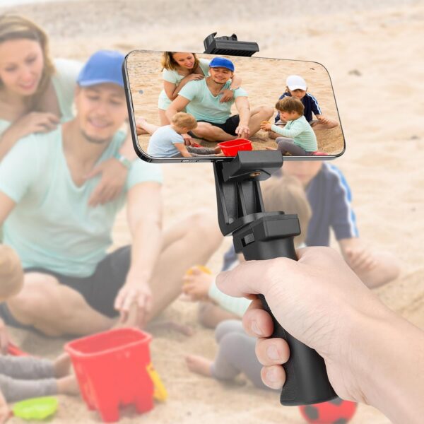 Ergonomic Anti-Falling Cell Phone Vlogging Hand Grip Stabilizer Smartphone Holder Rig Mount Video Kit w/Safety Strap Portable Selfie Stick for iPhone Samsung (Landscape+Portrait)-Mic/Light Adapter - Image 4