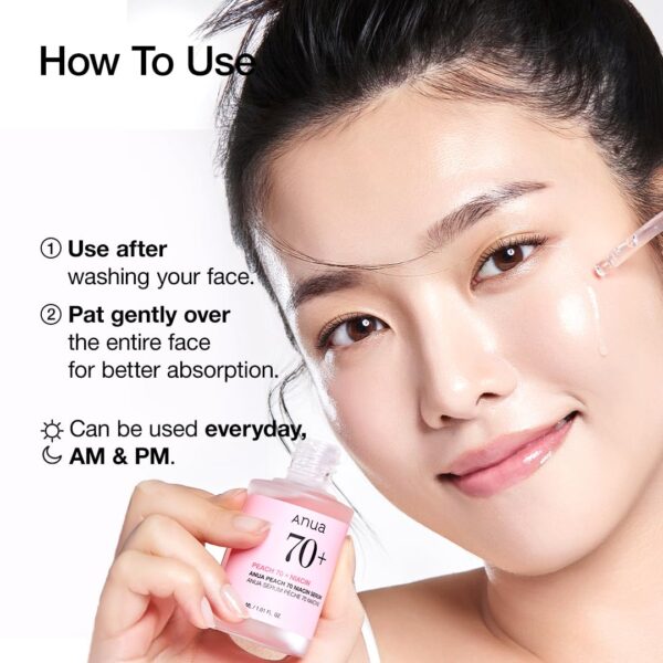 Anua Peach 70 Niacinamide Serum 30ml / brightening hydrating face serum/daily clean beauty (1.01 fl. oz.) - Image 7
