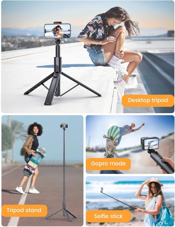 71" Phone Tripod, NT79 Extendable Selfie Stick for Cell Phone＆Camera, Tripod Stand with Remote for Video Recording, Phone Holder Tripod Compatible with iPhone Android, Camera - Image 5