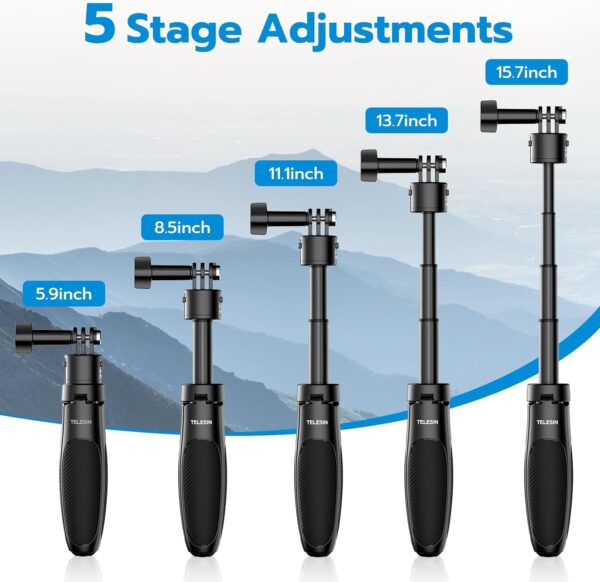 Selfie Stick Tripod for GoPro, Extendable G-Quick Release Portable Vlog Selfie Stick Handle Grip Monopod for GoPro 13 12 11 10 9 8/Insta360/AKASO/DJI Action Camera Accessories Compact Size - Image 2