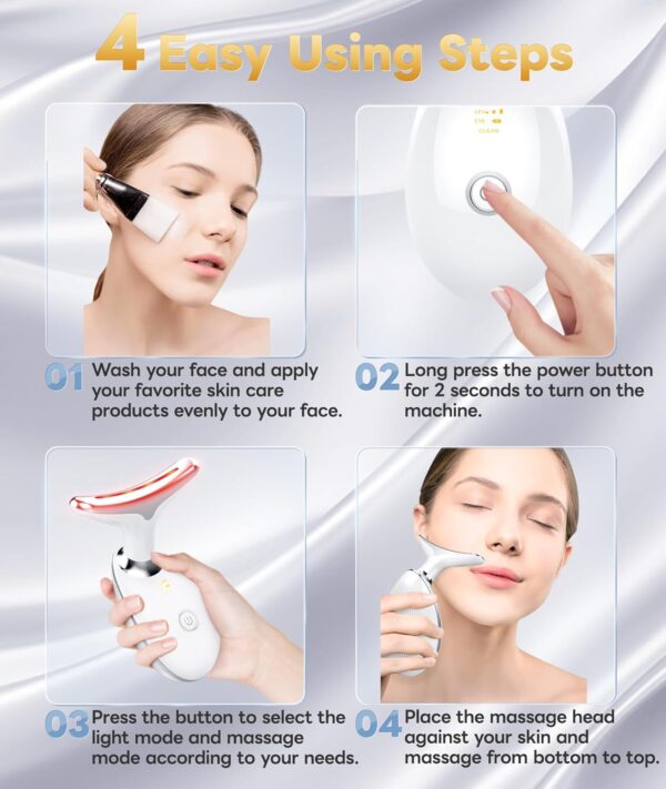 Light Based Multifunctional Facial Massager, 7 Color Portable Face Massager Tool for Skin Care, Glossy White - Image 6