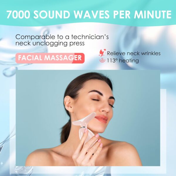 Facial Massager for Face and Neck, Red-Light-Therapy-for-Face and Neck, Face culpting Wand with 7 Color, at-Home Face Tool for Skin Care (Pink) - Image 6