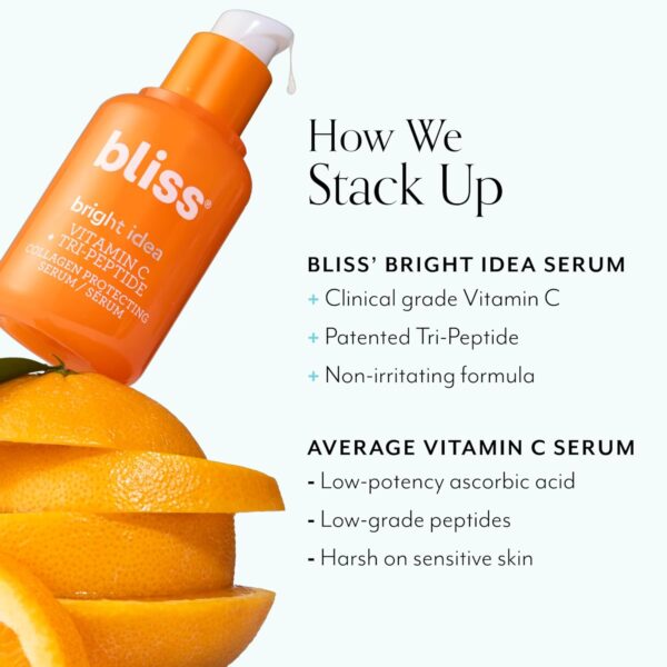 Bliss Bright Idea Vitamin C + Tri-Peptide Collagen Brightening Face Skincare Serum - Anti Aging, Reduces Dark Spots, Boosts Skin Elasticity - Clean - Vegan & Cruelty-Free - 1 Fl Oz - Image 4