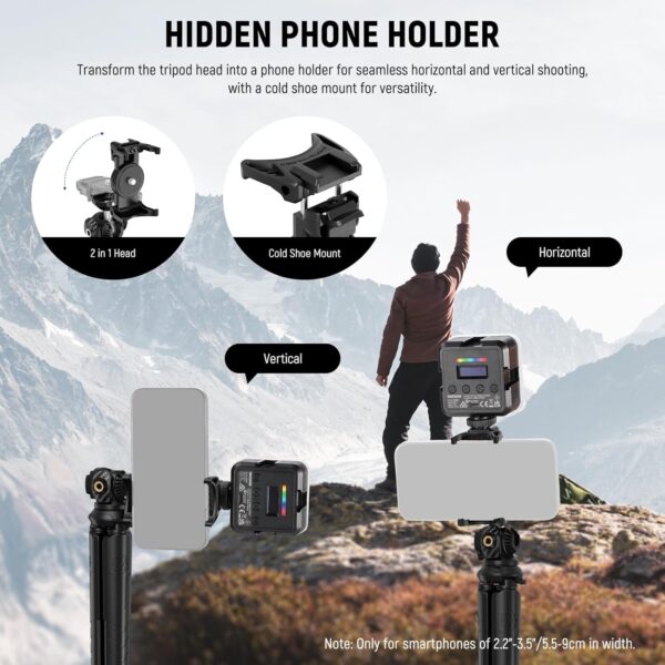 NEEWER Tripod for iPhone with Remote, Mini Flexible Phone Tripod Stand Vlog Selfie Stick with Phone Holder & Action Camera Adapter Compatible with iPhone GoPro Insta360 Samsung Digital Camera, TP35 - Image 4