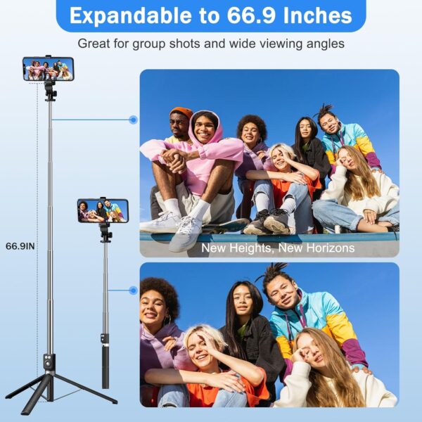 Selfie Stick Tripod with Fill Light, Phone Selfie Stick ，Durable Stainless Steel Design, Bluetooth Remote Control, and Stable Three-Legged Support for Live Broadcasts, Video Shooting (Black) - Image 7