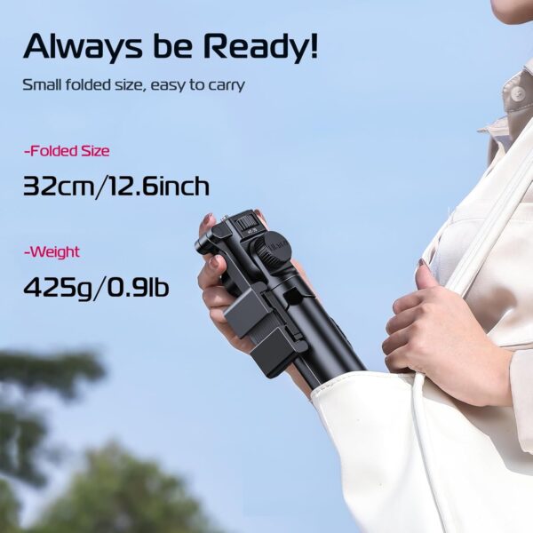 ULANZI MT-70 Extendable Phone Tripod, 63"" Selfie Stick Phone Vlog Tripod Stand with 2 Phone Clip, 360° Rotate Dual Camera Tripod for iPhone Sony Canon GoPro, Lightweight for Travel, Black - Image 8