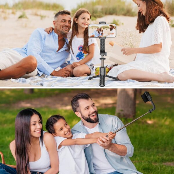 Cell Phone Selfie Stick, Portable Retractable Tripod Holder with Wireless Remote Control, Live Streaming, Video Recording, for Photograph Compatible with iPhone, Android and More - Image 8
