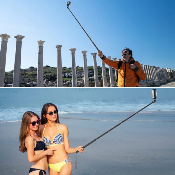 Smatree 86.6 Inch Selfie Telescopic Stick Compatible for GoPro Hero 13/12/11/10/9/8/7,Osmo Action 5 Pro, AKASO EK7000, Insta 360,Extension Pole Compatiable with Compact Cameras and iPhone/Cell Phones - Image 7