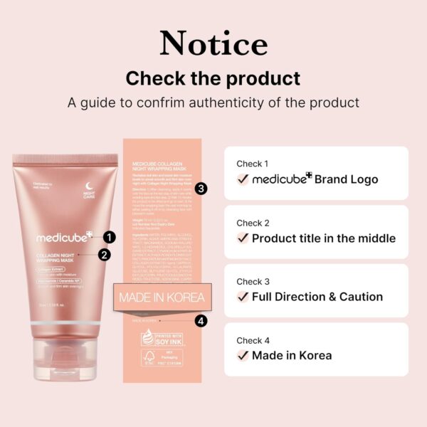 medicube Collagen Overnight Wrapping Peel Off Facial Mask Pack - Elasticity & Hydration Care, Reduces Sagging & Dullness - Hydrolyzed Collagen For Glowing Skin - Korean Skin Care, 2.53 fl.oz - Image 3