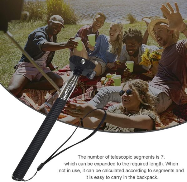 Portable 37 Inch Selfie Stick Phone Tripod Stand, Universal 360 Rotation Extendable Selfie Stick with Rubber Non Skid Feet Super Strong Support Compatible Smartphone & Camera (Black) - Image 2