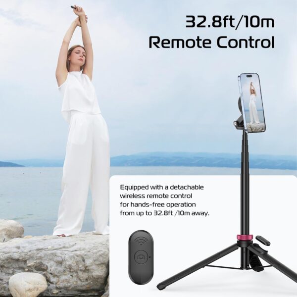 ULANZI 61'' Magnetic Selfie Stick Phone Tripod with Wireless Remote, Extendable Cell Phone Tripod Stand, Compatible with MagSafe, Cellphone Tripod for iPhone 16 15 14 13 12 Series and Android Phones - Image 6