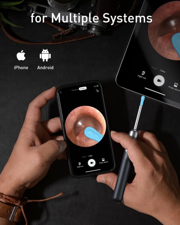 Ear Wax Removal - 3 in 1 Wireless WiFi Rechargeable Ear Cleaner, FSA Eligible Items Only List, 1080P HD Camera Lens & 7 Pcs Ear Set, Ear Cleaning Kit with 15 Replacement Tips, Black - Image 6