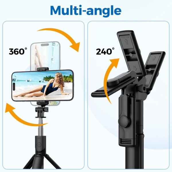 Selfie Stick Tripod, Retractable Selfie Stick Tripod with Wireless Remote Control, for Photograph, Live Streaming, Video Recording, Compatible with Android, iPhone and More - Image 6