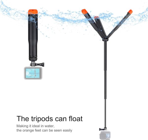 Floating Selfie Stick for GoPro Hero 13 12 11 10 9 8 7 6 5 4 3 Mini Max Fusion Session, SJCAM, AKASO Action Camera, 4 in 1 Underwater Waterproof Pole Monopod Hand Grip Tripod Stand - Image 2