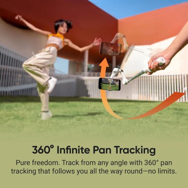 Insta360 Flow 2 Pro Grey - Foldable AI Phone Gimbal, Track in 200+ Apps with Apple DockKit, Multi-Person Tracking, 360º Pan Tracking, Built-in Tripod/Selfie Stick, iPhone/Android Portable Stabilizer - Image 6