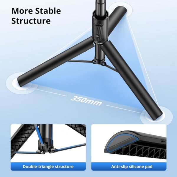 SYNCWIRE 55" Selfie Stick Phone Tripod, All-in-one Extendable Aluminum Cell Phone Tripod Stand Travel Tripod with Rechargeable Bluetooth Remote, Compatible with iPhone, Samsung and More Android Phone - Image 3