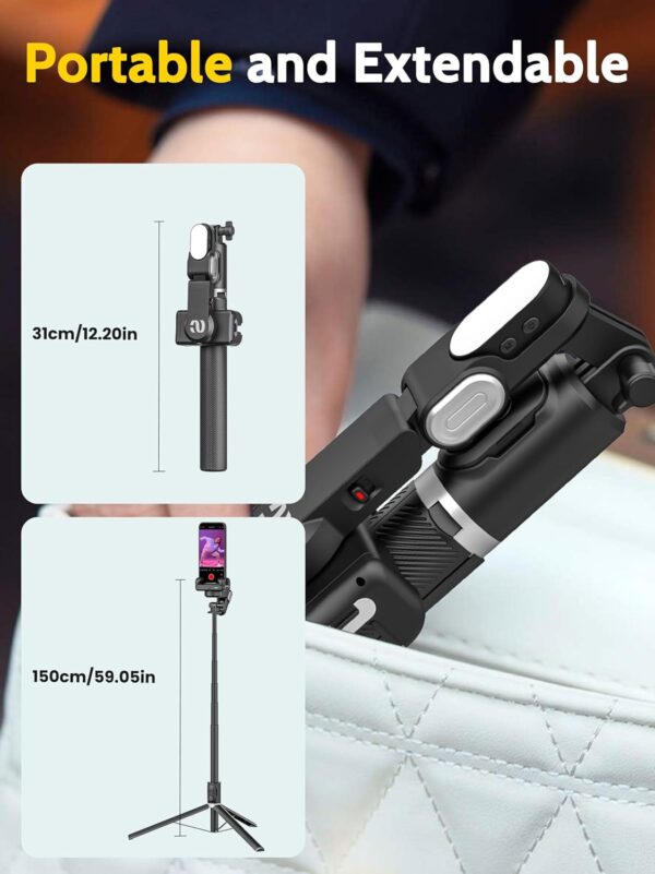 Auto Face Tracking Tripod 360 Rotation for iPhone Android,Phone Stand Follow You for Video Recording,Selfie Stick Tripod with RGB Light,Remote Control for YouTube,TikTok Vlogging(M2Pro Black) - Image 7