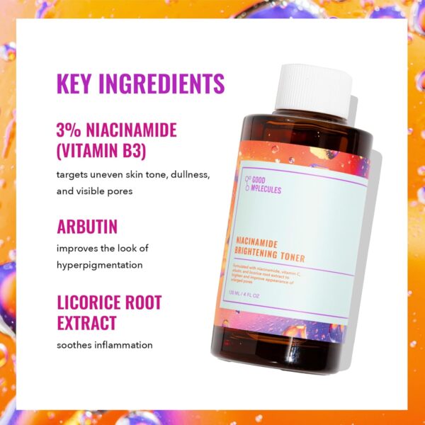 Good Molecules Niacinamide Brightening Toner - Facial Toner with Niacinamide, Vitamin C and Arbutin for Even Tone, Enlarged Pores - Skincare for Face - Image 3