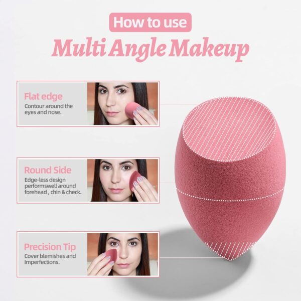 Makeup Sponge Set BS-MALL with Storage Case 7 Pcs for Liquid, Cream, and Powder, Multi-colored with 1 Mini Makeup Sponge Pink (A-Pink） - Image 2