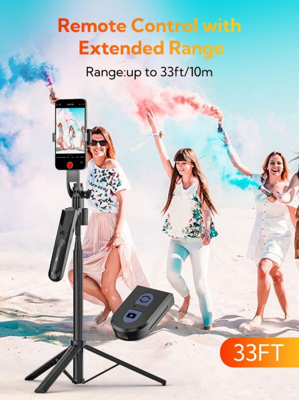 70” Auto Face Tracking Tripod, Extendable 360° Rotation Phone Holder for iPhone and Android, Selfie Stick w/Remote Control and Smart Gesture,Phone Tripod Video Recording for TikTok(UTK-01) - Image 4