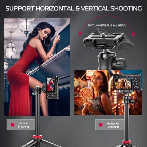 ULANZI MT-44 Extendable Phone Tripod, 59" Selfie Stick Vlog Stand with 2 in 1 Phone Clip, 360° Ball Head Camera-Tripod for iPhone Sony Canon Action Camera, Lightweight for Travel - Image 9