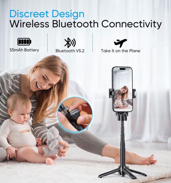 MAGIC JOHN Phone Tripod, Portable Selfie Stick, Pocket Size Selfie Stick for iphone, Selfie Stick with Wireless Detachable Remote Control & 2 Fill Light for Photograph, Live Streaming, Video Recording - Image 6