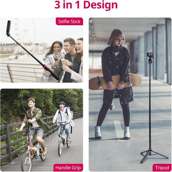 59in Selfie Tripod for Camera - ULANZI MT-71 Invisible Long Extendable Selfie Vlog Handle Portable Lightweight Tripod Stand 7 Sections for Action Cameras - Image 6