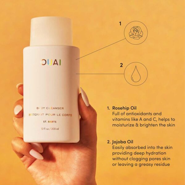 OUAI Body Cleanser, St. Barts - Foaming Body Wash with Jojoba Oil and Rosehip Oil to Hydrate, Nurture, Balance and Soften Skin - Paraben, Phthalate and Sulfate Free Skin Care Products (10 Fl Oz) - Image 3